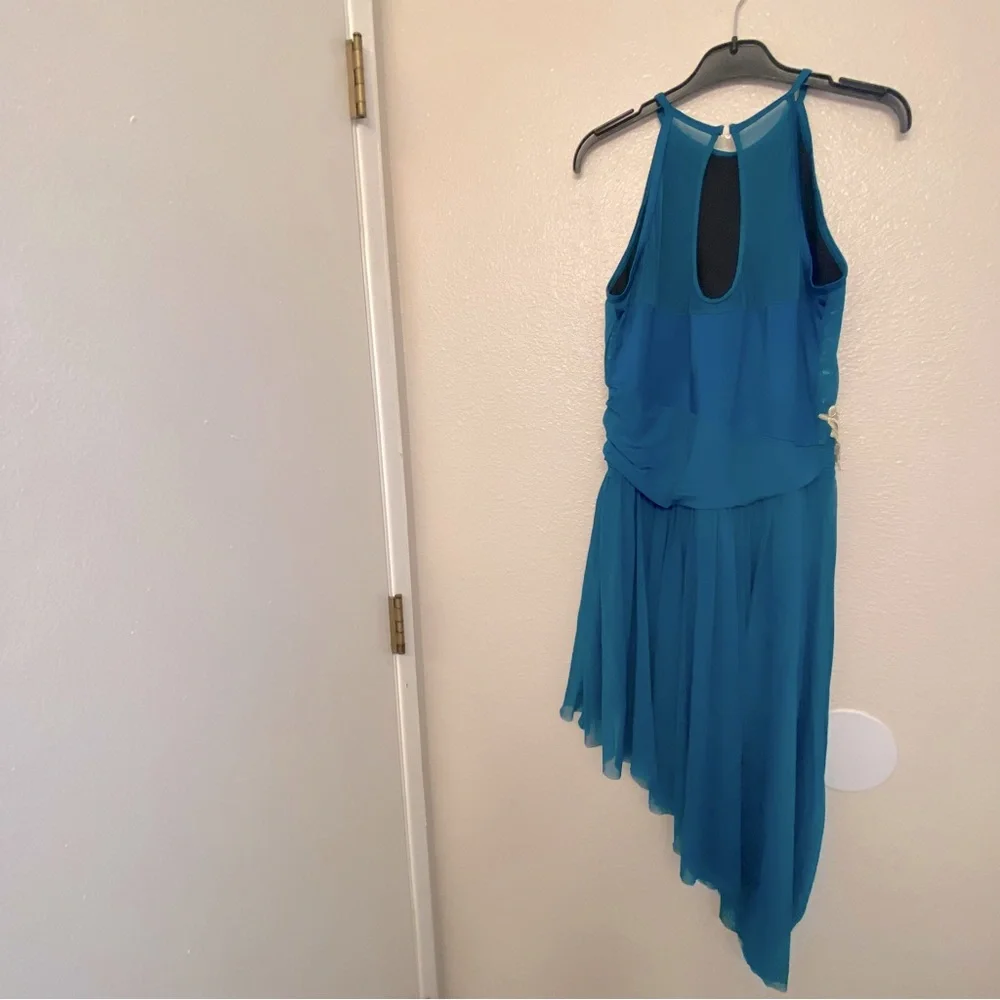 WEISSMAN Dance Costume dress lyrical teal aqua blue 10,000 MILES 13171 SA adult